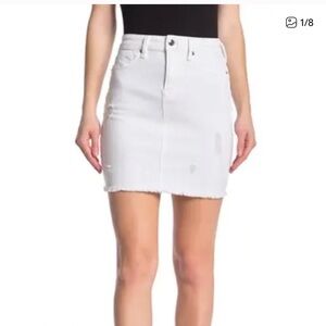 Good American White Distressed Jean Mini Skirt Sz 16